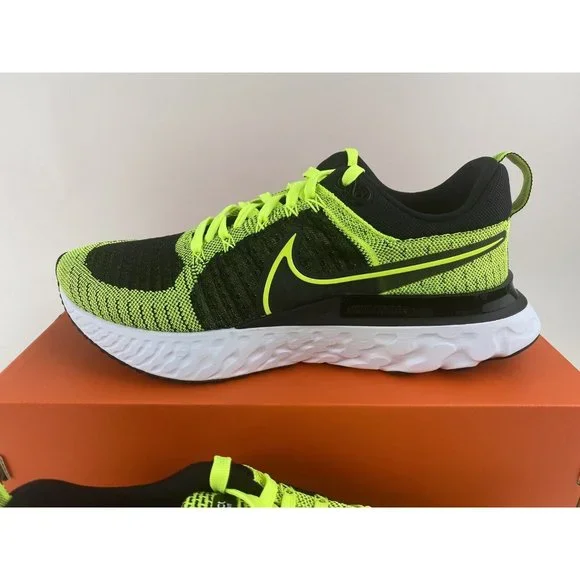 Nike React Infinity Run Flyknit 2 Volt Black Men's Sneakers Shoes CT2357 700 - Picture 5 of 12